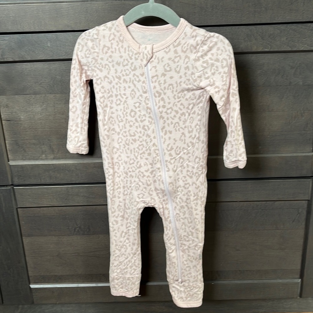 Blush leopard 6-12 romper